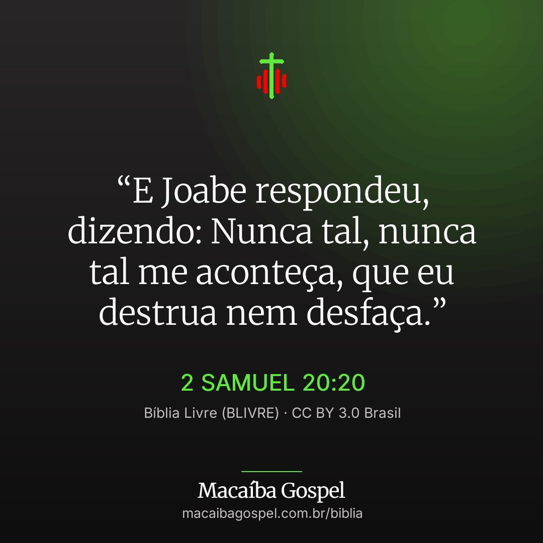 Imagem do versículo 2 Samuel 20:20, formato quadrada (feed)