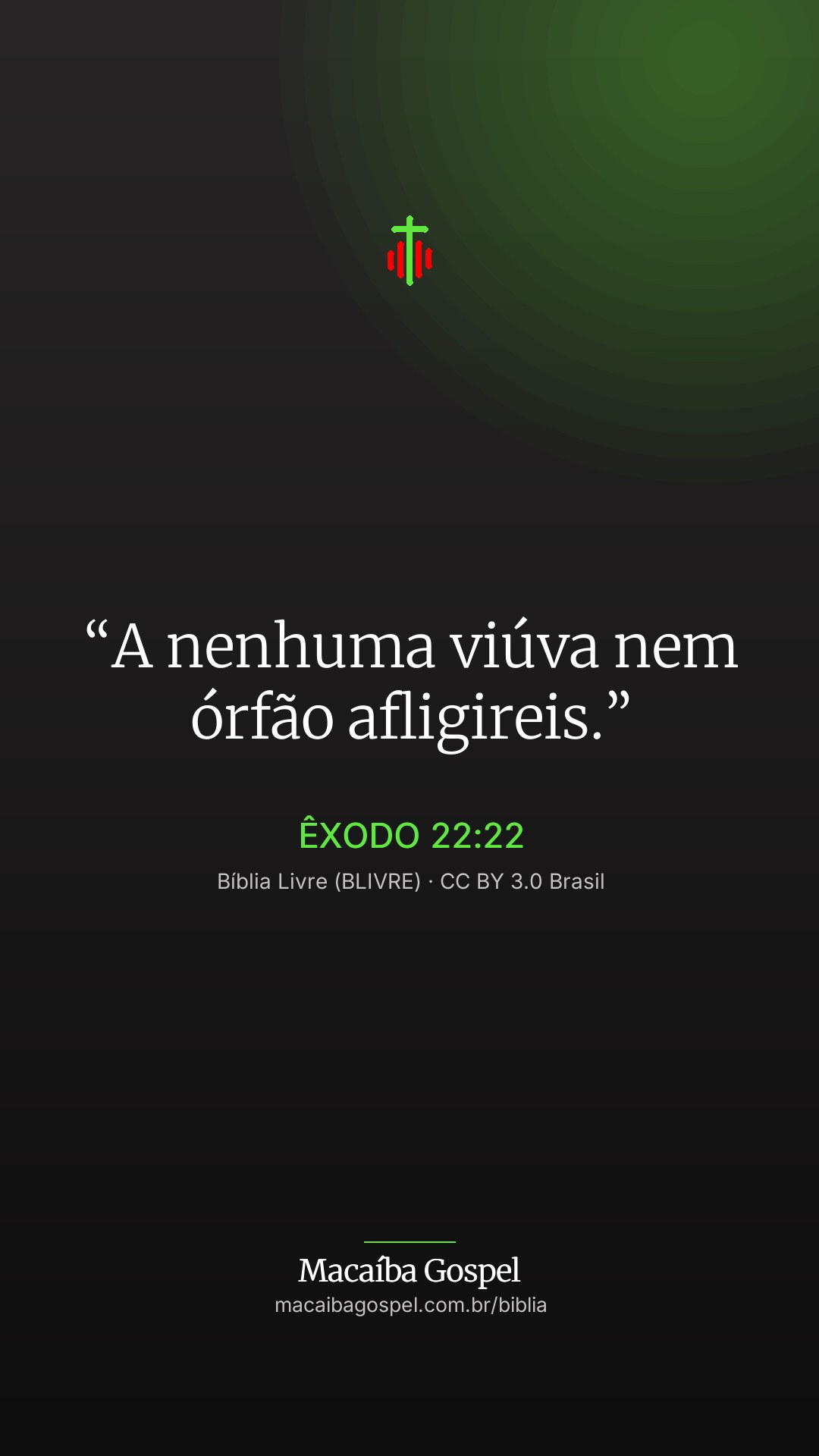 Imagem do versículo Êxodo 22:22, formato vertical (status e stories)