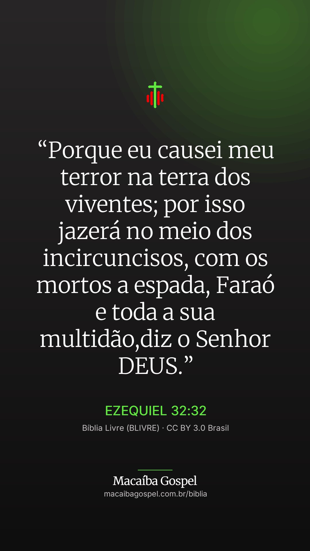 Imagem do versículo Ezequiel 32:32, formato vertical (status e stories)