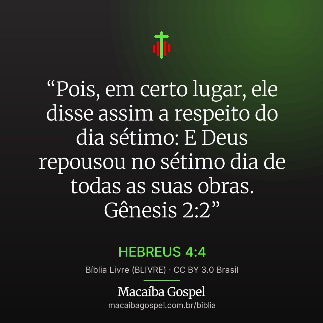 Imagem do versículo Hebreus 4:4, formato quadrada (feed)