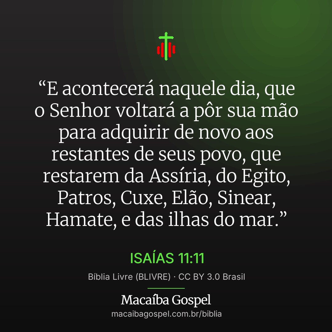 Imagem do versículo Isaías 11:11, formato quadrada (feed)