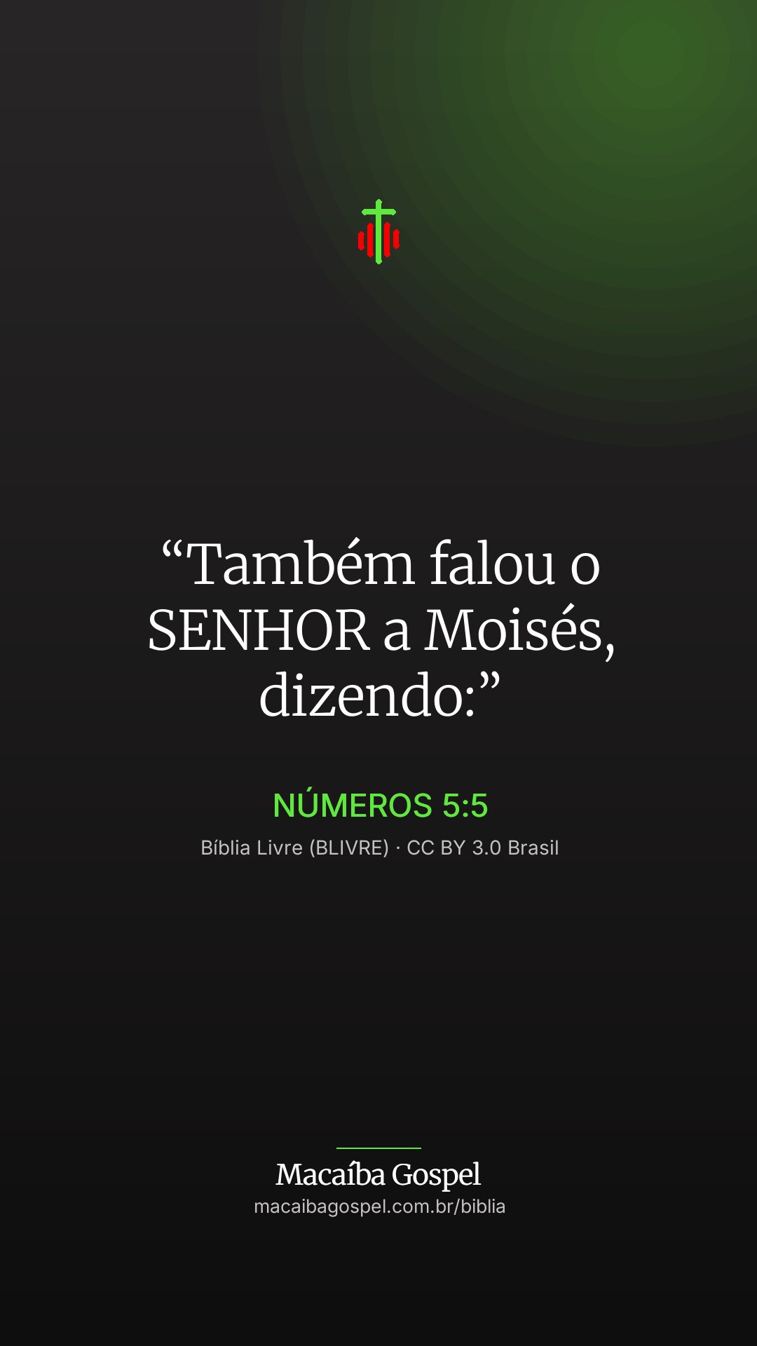 Imagem do versículo Números 5:5, formato vertical (status e stories)