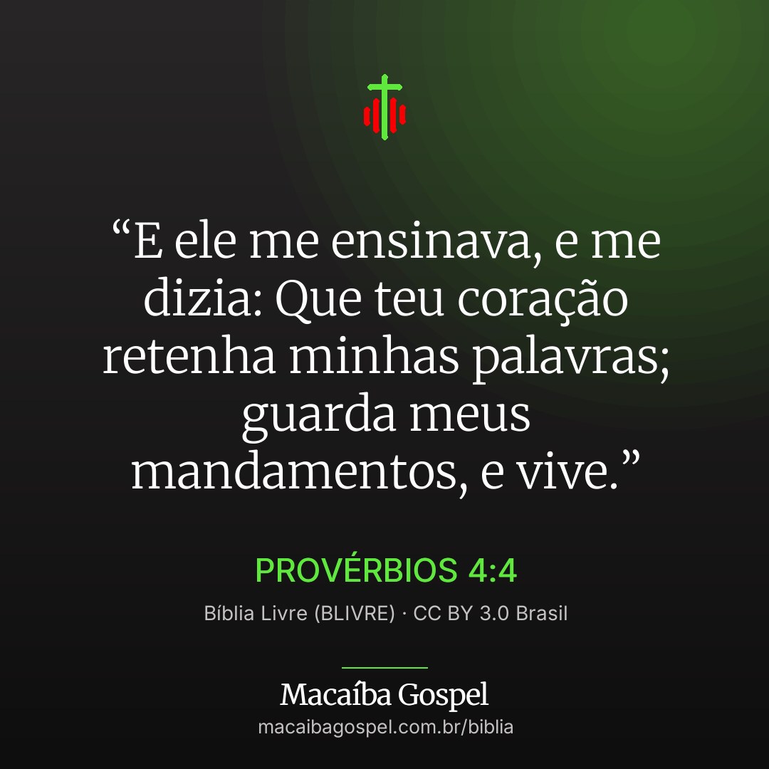 Imagem do versículo Provérbios 4:4, formato quadrada (feed)