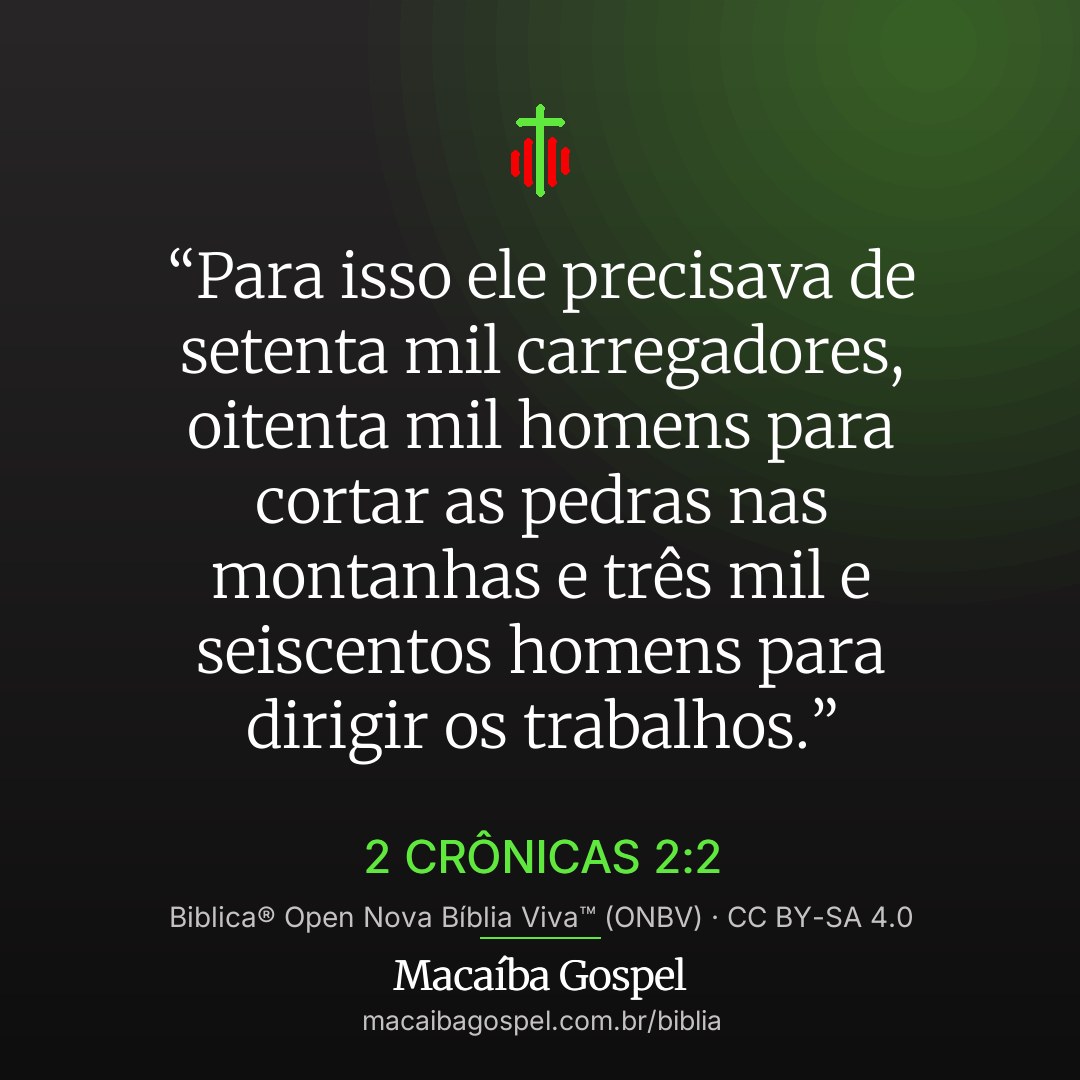 Imagem do versículo 2 Crônicas 2:2, formato quadrada (feed)