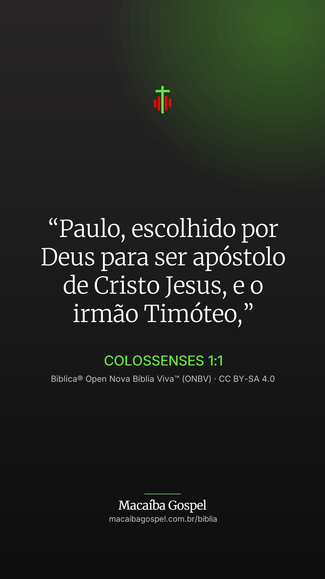 Imagem do versículo Colossenses 1:1, formato vertical (status e stories)