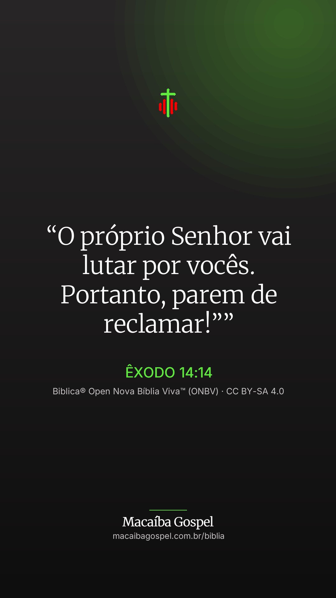 Imagem do versículo Êxodo 14:14, formato vertical (status e stories)