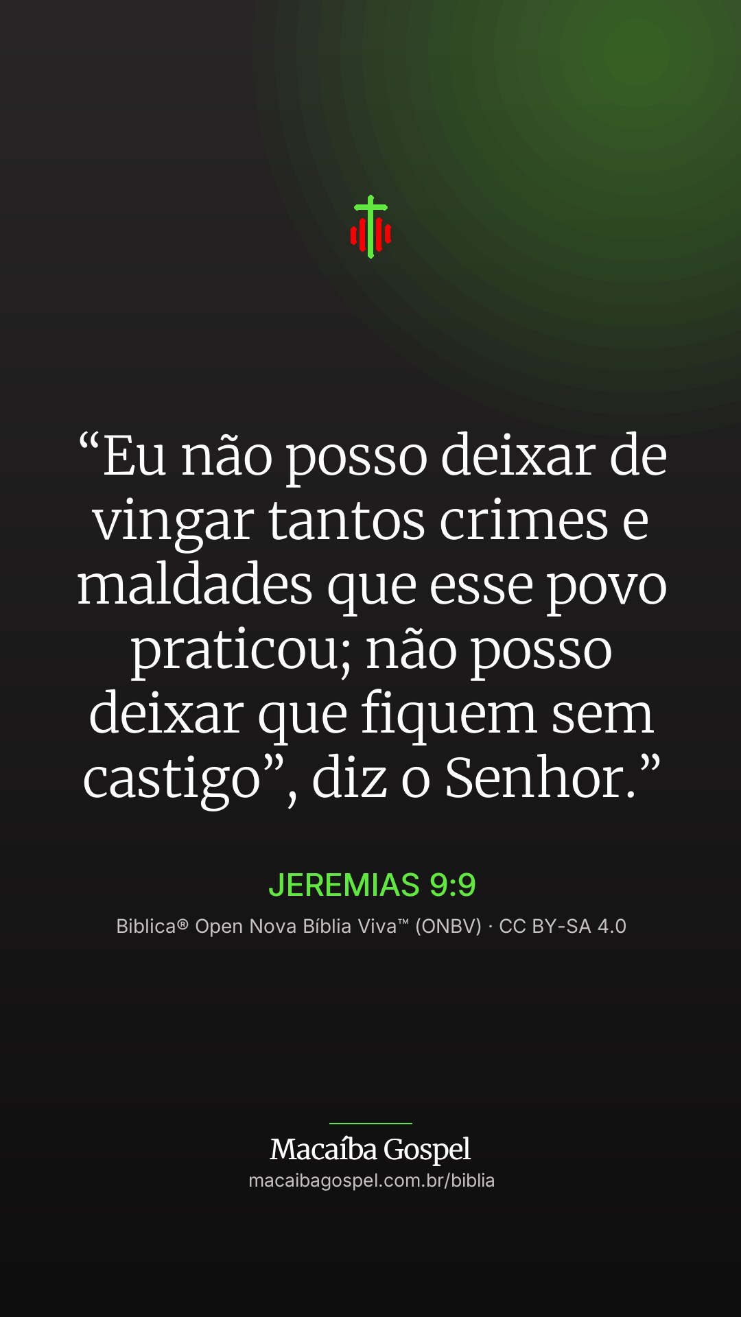 Imagem do versículo Jeremias 9:9, formato vertical (status e stories)