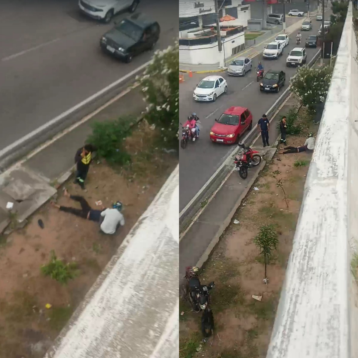 1 de 2Motociclista caiu de viaduto na manhã desta terça-feira (20) — Foto: Reprodução/Redes sociais