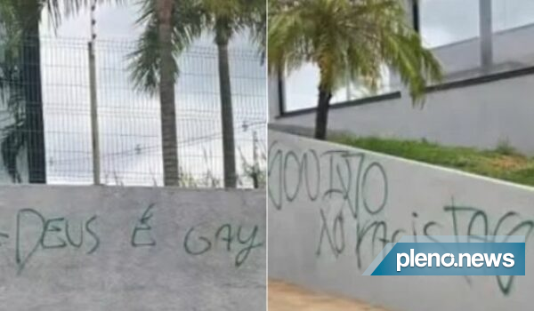 Vândalos picharam a Igreja Núcleo da Fé Noroeste Fotos: Reprodução